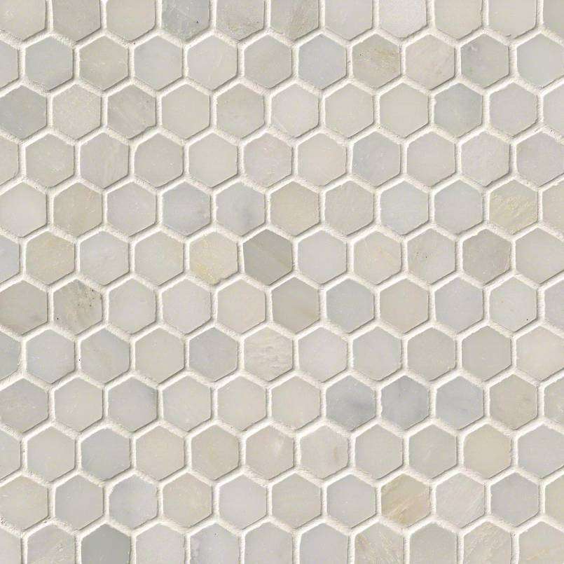 Greecian White 1″ Hexagon Polished