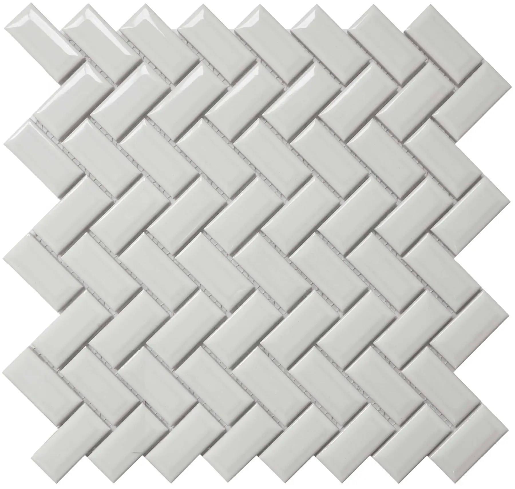 12×12 Bright White Diamond Herringbone