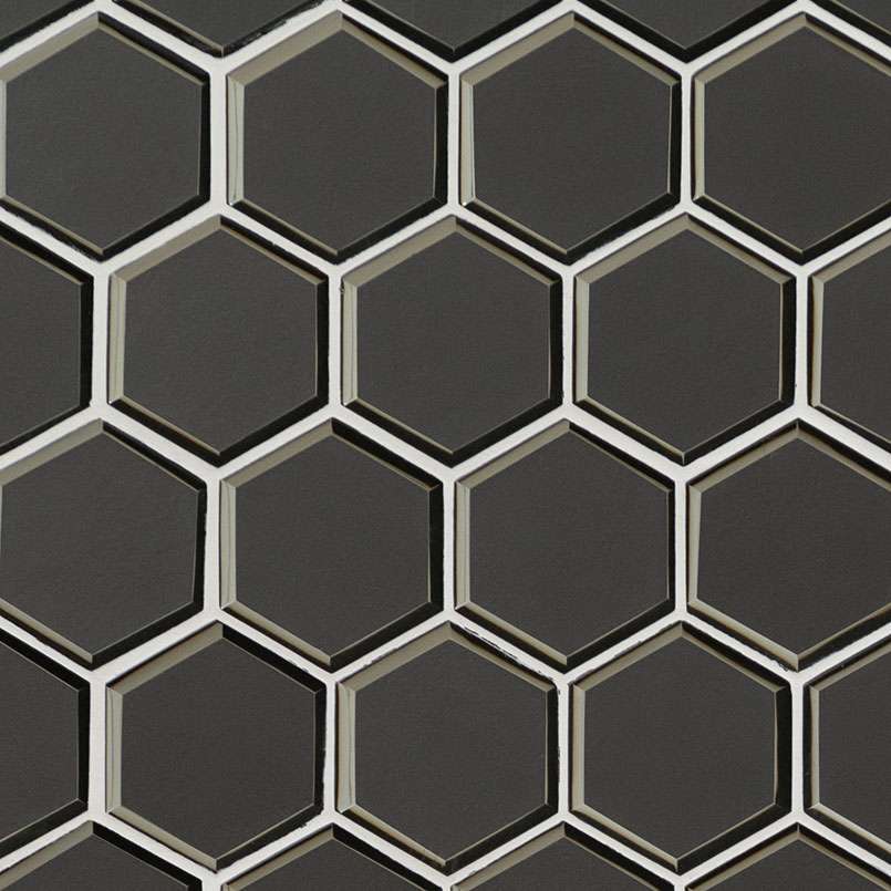 12×12 Metallic Grey Beveled 3″ Hexagon