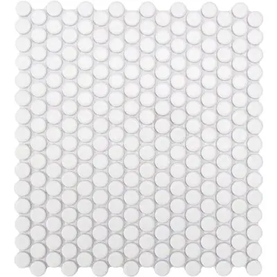 12×12 MATTE WHITE PENNY ROUND