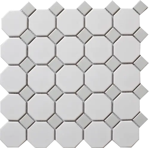 12×12 Matte White Octagon Gray Dot