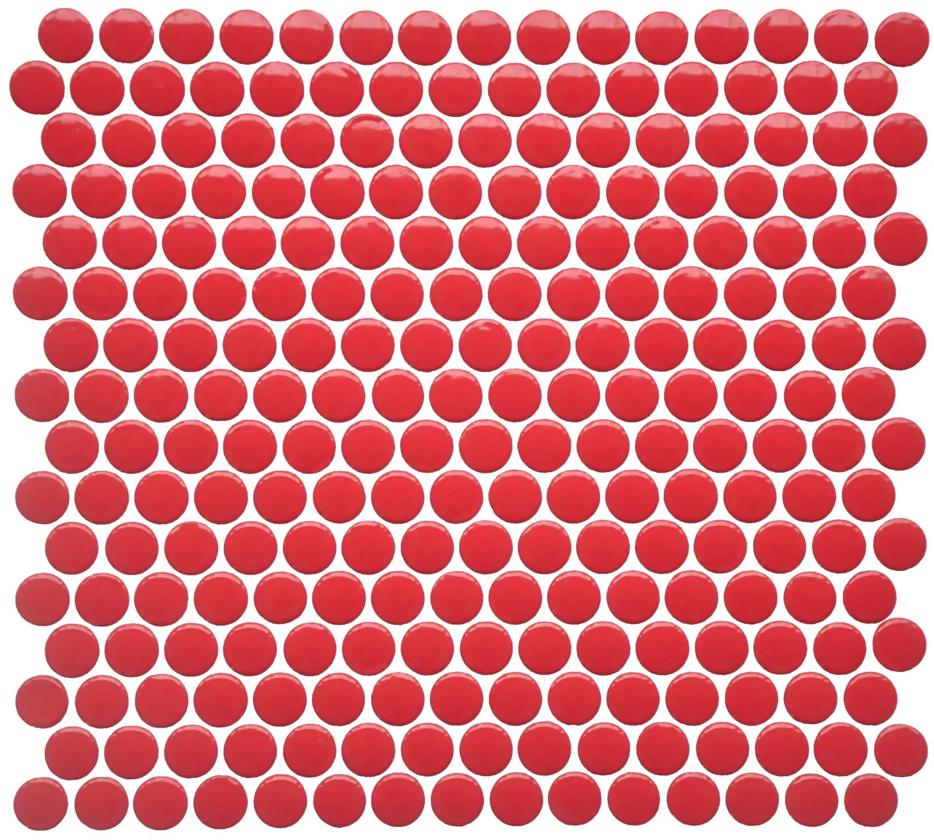 12X12 Bright Red Penny Round Mosaic